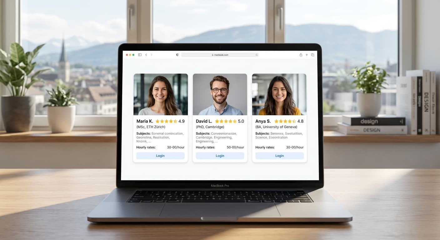 Tutor-Profile werden auf dem Laptop verglichen